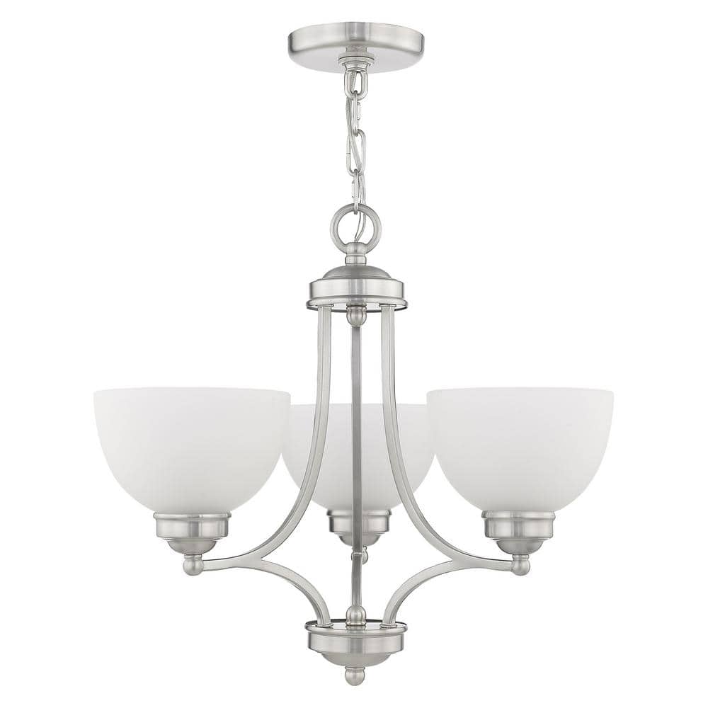 Somerset Brushed Nickel 3-Light Chandelier with Satin Glass