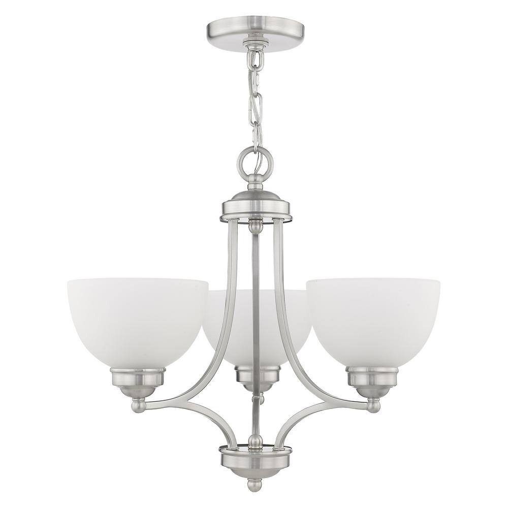 Somerset Brushed Nickel 3-Light Chandelier with Satin Glass