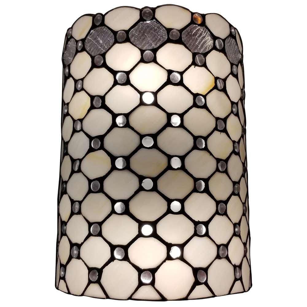 Tiffany Style White Jeweled Stained Glass Wall Sconce