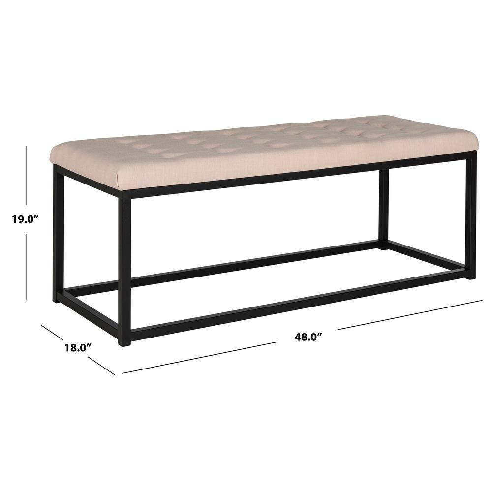 Reynolds Beige and Black Tufted Upholstered Bench