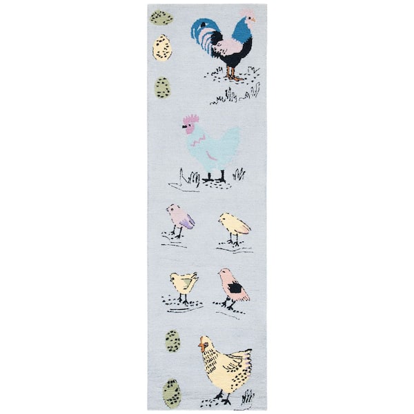 Novelty 2 ft. x 8 ft. Blue/Yellow Abstract Birds Runner Rug