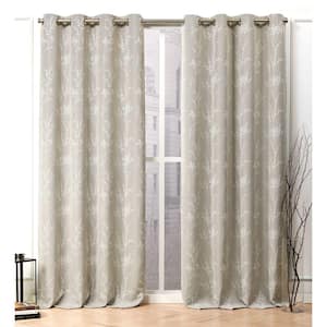 Turion Linen Floral Woven Room Darkening Grommet Top Curtain, 52 in. W x 84 in. L (Set of 2)