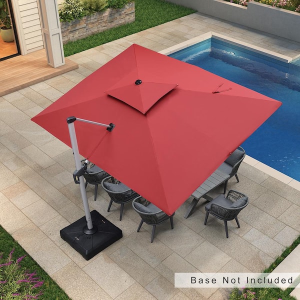 PURPLE LEAF 9 ft. x 12 ft. All-aluminum 360° Rotation Silvery Cantilever Outdoor Patio Umbrella in Terra