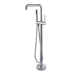 Single-Handle Freestanding Bathtub Floor Mount Bathroom Faucet 3.9 GPM with Handheld Shower in Chrome