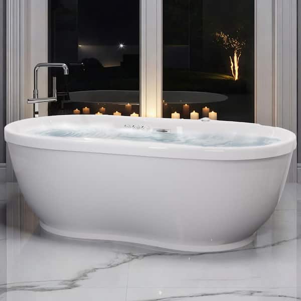 ANZZI 71 in. L x 36 in. W Whirlpool Bathtub with Center Drain in
