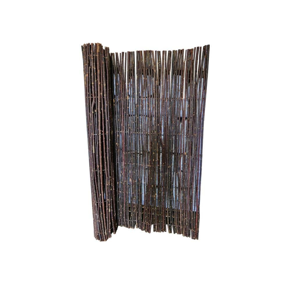 Large Dark Brown Willow Pole Garden Fence 6 ft. H x 6 ft. W
