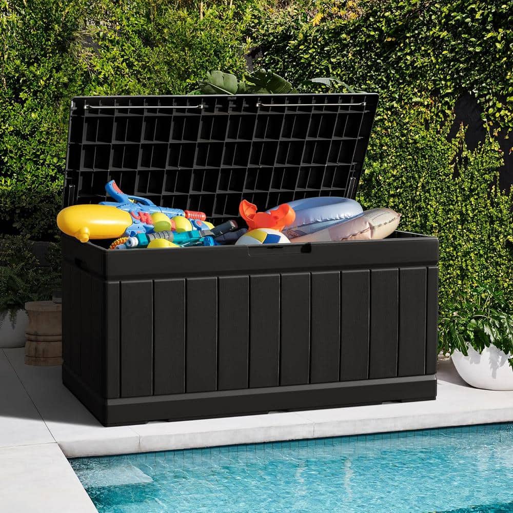 Large Black Resin Lockable Outdoor Deck Box