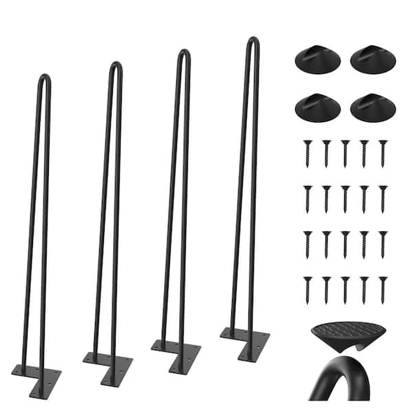 WINSOON 28 in. Black Metal Bench Legs Hairpin Table Legs for Furniture ...