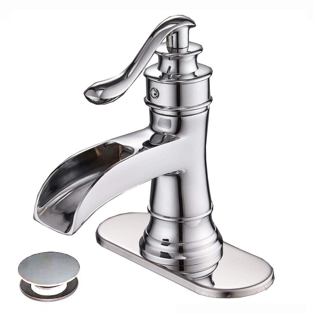 Single Handle Single Hole Bathroom Sink Faucet with Pop-Up Drain Assembly Kit and Deckplate Included in Polished Chrome price history on PriceWatchPro