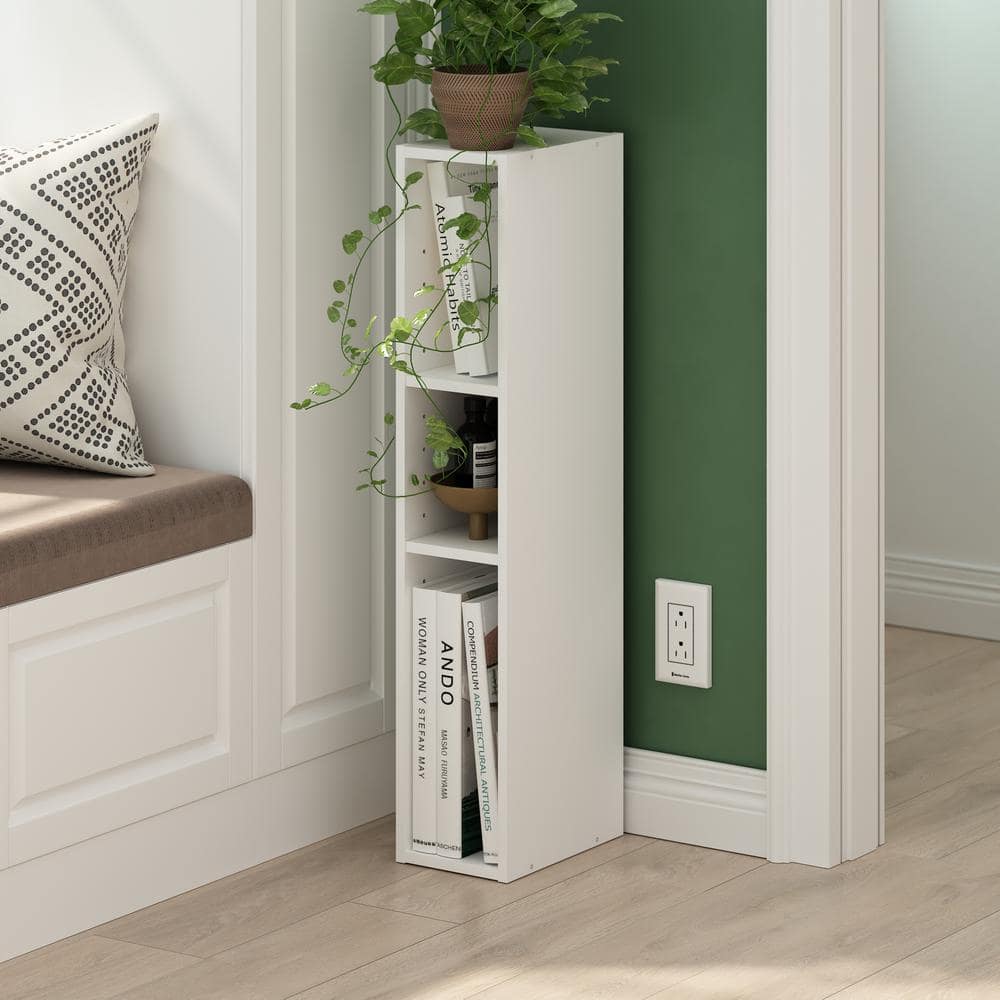 Furinno Fluda 31.5 in. Tall White Wood 3-Shelf Space Saving