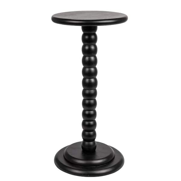 Storied Home Stacked 12 in. Black Round Edge Top Wood End Table