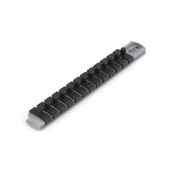TEKTON 1/4 in. Drive x 8 in. Socket Rail, 13 Clips, Gray