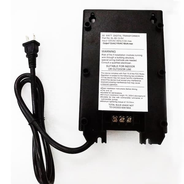 60W Outdoor Low Voltage Transformer with Timer and Photo Sensor, 120V AC to  12V AC Power Supply, Suitable for 12V Exterior Garden Landscape Lighting