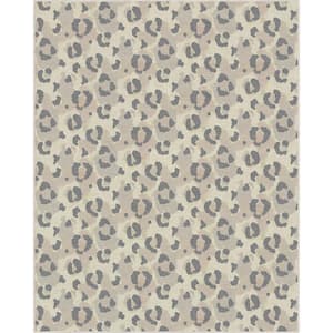 Beige Brown 5 ft. x 7 ft. Animal Prints Leopard Contemporary Pattern Area Rug