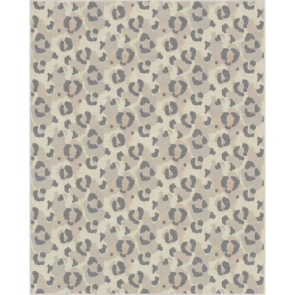 Well Woven Beige Brown 7 ft. 10 in. x 9 ft. 10 in. Animal Prints Leopard Contemporary Pattern Area Rug