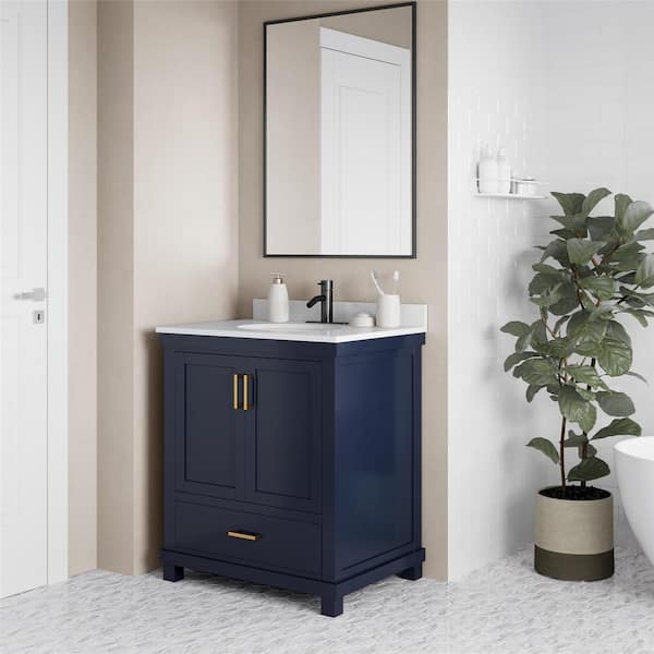 Dorel Living Rion 30 In Navy Bathroom, Backsplash For Bathroom Vanity Home Depot