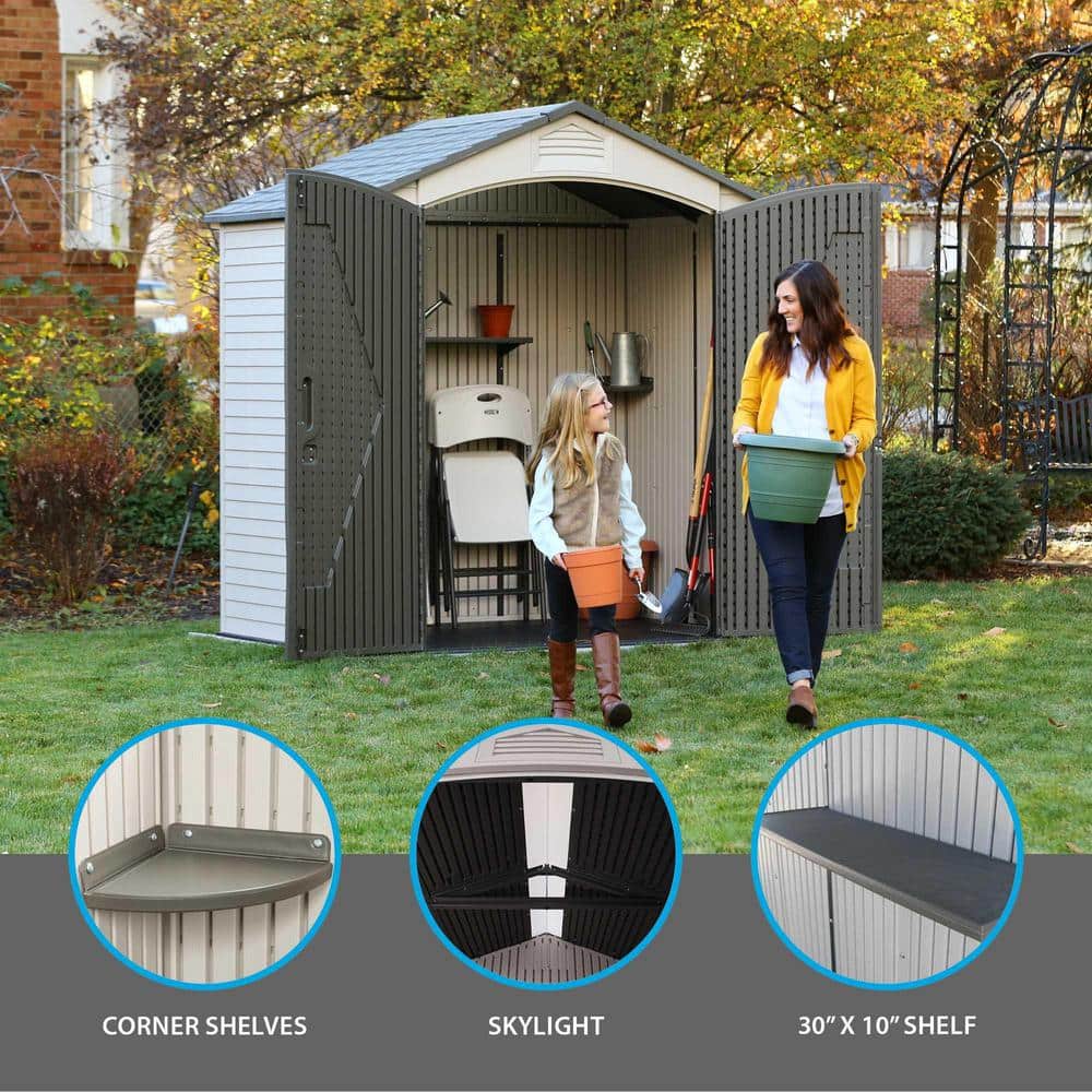 Lifetime 7 x 4.5 ft Brown Polyethylene Storage Shed with Shelving