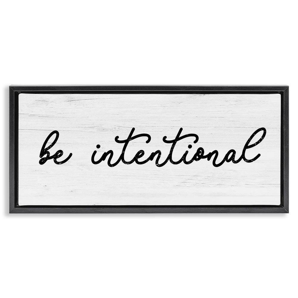 Be Intentional Inspirational Phrase by Lil' Rue Black Floater Frame Graphic Art Print Typography 31 in. x 15 in. price history on PriceWatchPro