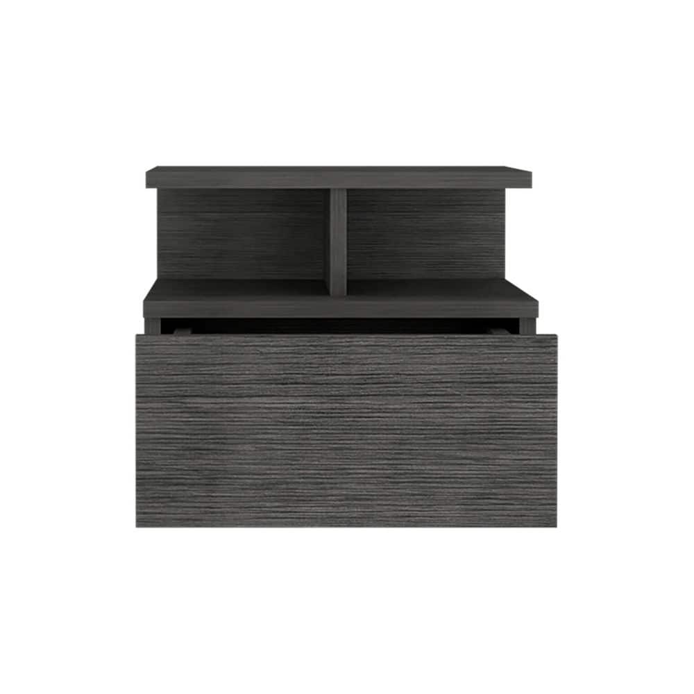 Modern 14.01 in. W x 13.22 in. D Oak Particle Board Floating 2-Tier Decorat