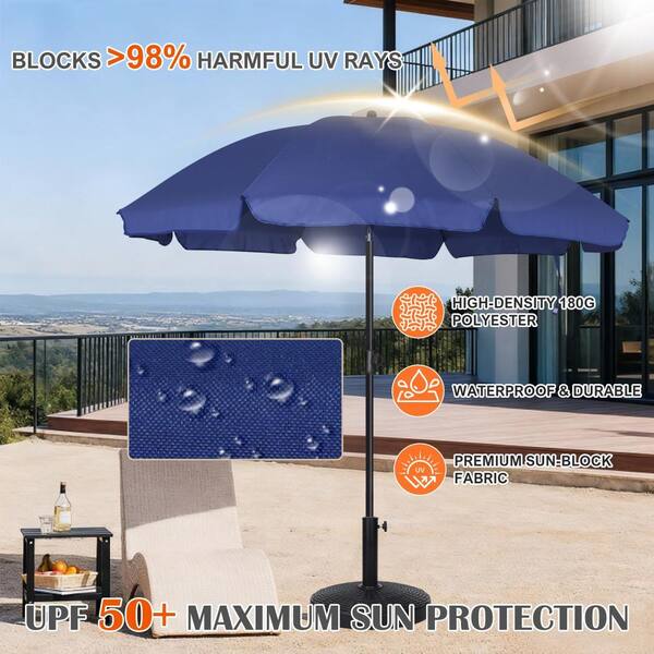 heavy duty patio umbrella pole with button lock Aoodor Base Wheels and Pull Rod Enjoy more shade at the perfect angle as you adjust the canopy to block the sun all day long 9ft Patio Motorized Market Umbrella