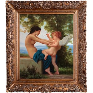 29.5 in. x 33.5 in. "Young Girl Defending Herself Against Eros, 1880" by William-Adolphe Bouguereau Framed Wall Art