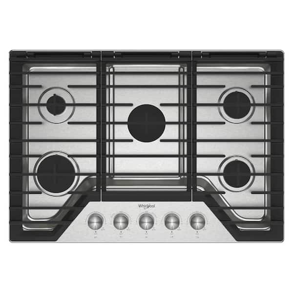 30 in. 5-Burners Recessed Gas Cooktop in Stainless Steel with EZ-2-Lift Hinged Cast-Iron Grates