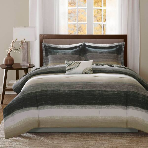 Barret Taupe Microfiber Queen Comforter Set