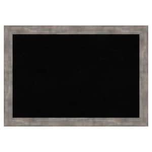 Marred Pewter Wood Framed Black Corkboard 27 in. x 19 in. Bulletin Board Memo Board