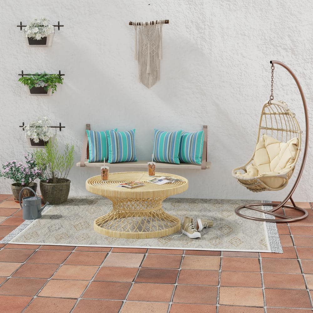 Dolce Oasis Blue Stripe Square Outdoor Throw Pillows Set