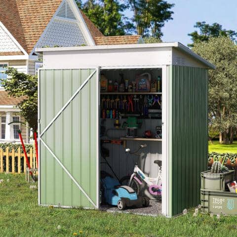 AECOJOY 5 ft. W x 3 ft. D Metal Shed with Single Lockable Door