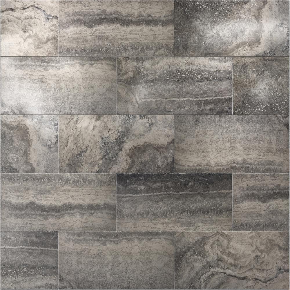 Tufo 12 in. x 24 in. Grey Polished Porcelain Wall and Floor Tile (17.46 sq.ft./case) price history on PriceWatchPro