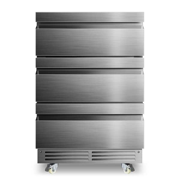 4.9 cu. ft. 3-Tier Drawer Outdoor Refrigerator in Stainless Steel with Wheels,Waterproof Design and Temperature Control