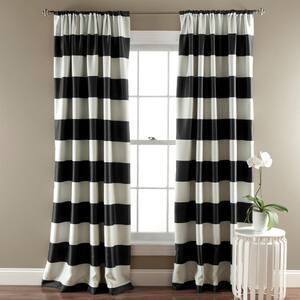 Lush Decor Blue Striped Back Tab Room Darkening Curtain - 52 in. W x 84 ...