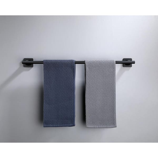 Bathroom 24 in. Wall Mounted Single Towel Bar Anti-Spotting Towel Holder in Matte Black