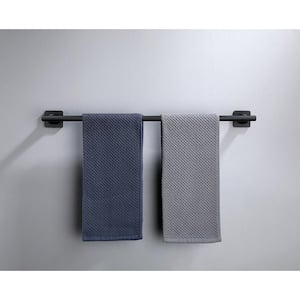 24 in. Wall Mounted Single Towel Bar Anti-Spotting Towel Holder in Stainless Steel Matte Black-2 Pack