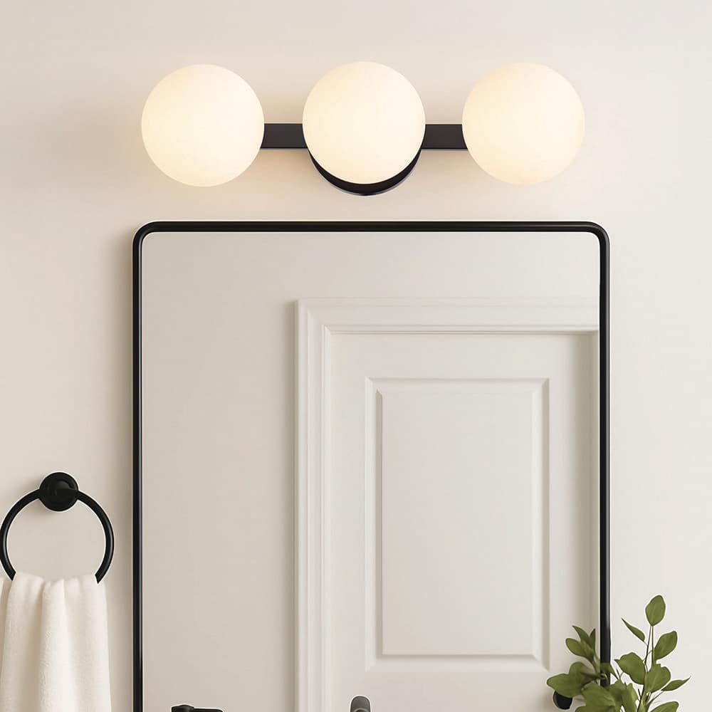 Westwood 17 in. 3-Light Black Bathroom Vanity Light Fixture with White Opal Glass Shades price history on PriceWatchPro