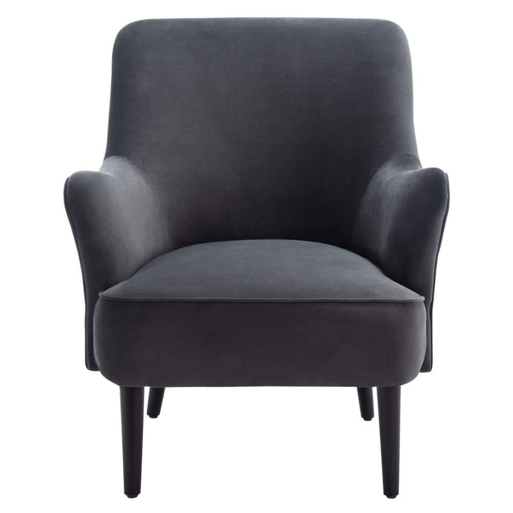 Arlyss Black Velvet Mid-Century Modern Accent Chair