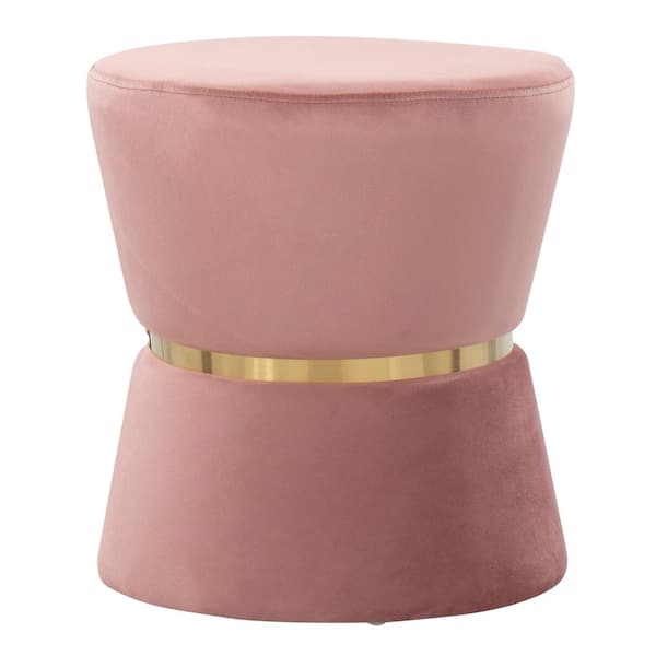 Lumisource Gemma Pink Velvet and Gold Metal Ottoman