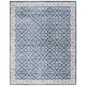 Brentwood Navy/Cream 8 ft. x 10 ft. Antique Floral Border Area Rug