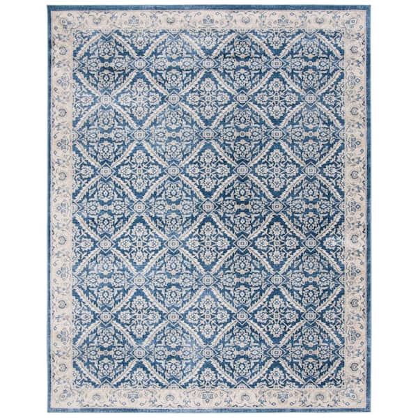 SAFAVIEH Brentwood Navy/Cream 8 ft. x 10 ft. Antique Floral Border Area Rug