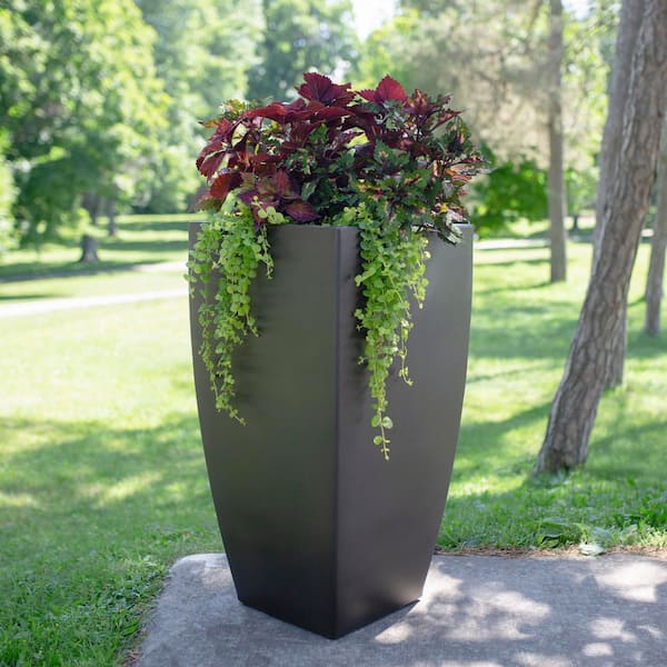 Kobi 38 in. Tall Black Self-Watering Polyethylene Planter