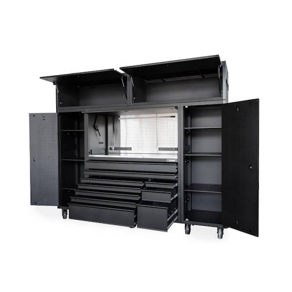 Husky 62 in. W x 24 in. D Heavy Duty 10-Drawer Combo Hutch
