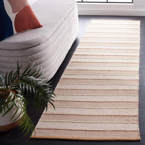 Striped Kilim Beige Gold 2 ft. X 8 ft. Striped Runner Rug