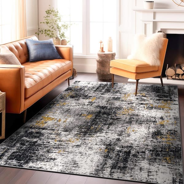 Adare Contemporary Abstract Yellow 4 ft. x 6 ft. Area Rug