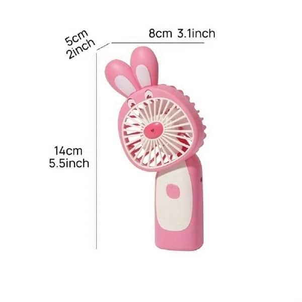Adrinfly - Cartoon Rabbit Battery Operated 3 in. 1 fan speeds Desk Fan in Pink, USB Rechargeable, Cool Wind And Low Noise
