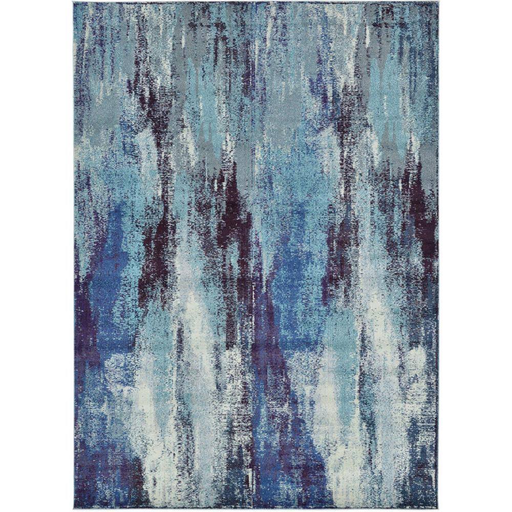 Blue and Gray Abstract Rectangular Area Rug