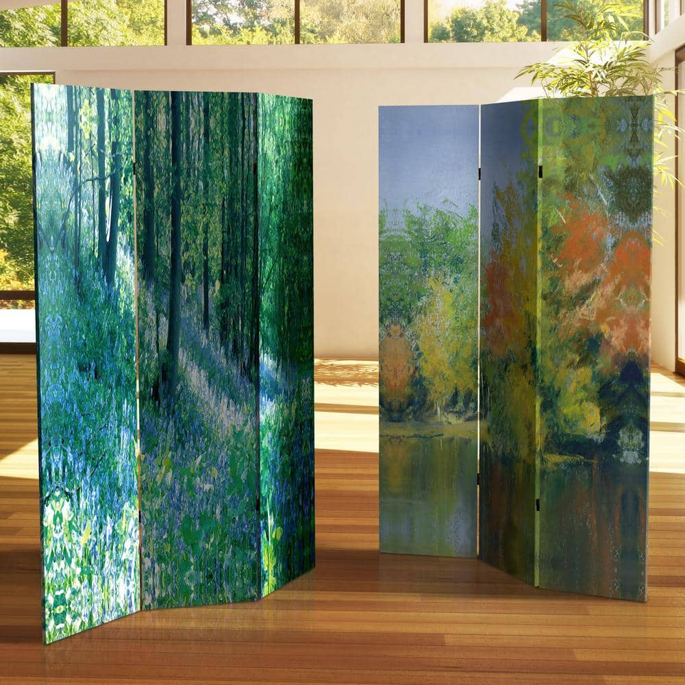 Oriental Furniture 6 ft. Tall Nature s Embrace Canvas Room Divider - 3 Panel