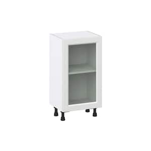 18 in. W x 14 in. D x 34.5 in. H Alton Painted White Shaker Assembled Shallow Base Kitchen Cabinet with Glass Door