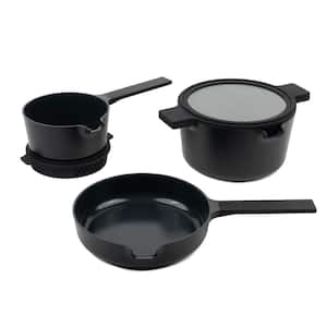 Alva Neat Nested Nonstick Ceramic Cookware Set 5-Piece Set Black - Easy to Clean, Oven Safe and Toxin-Free Cookware
