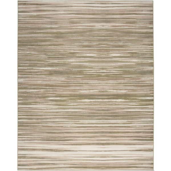 Nourison Jubilant Green Ivory 8 ft. x 10 ft. Stripes Contemporary Area Rug